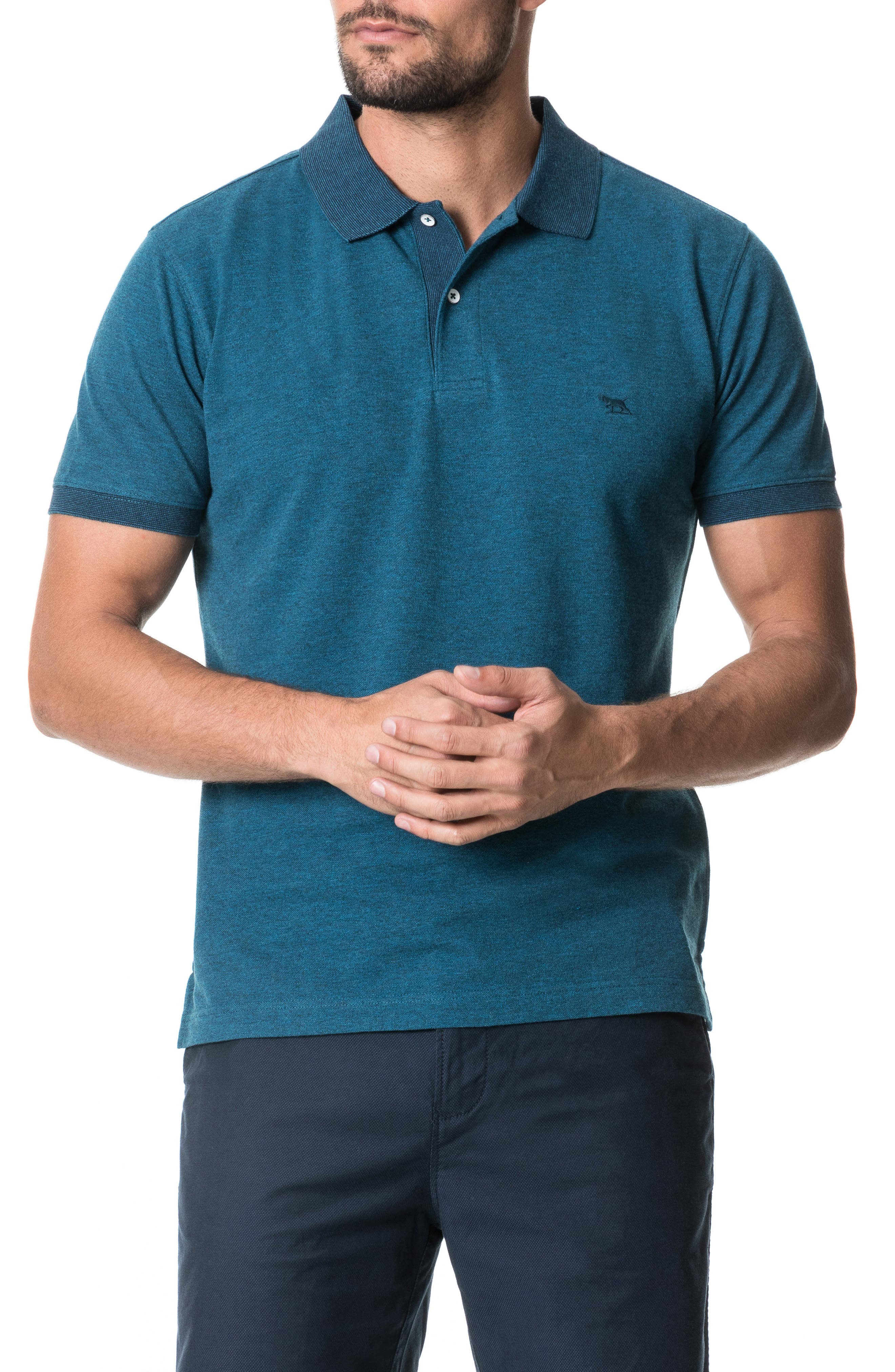 Men's Short Sleeve Cotton Blend Designer Fashion Slim Muscle Fit Polo T-Shirt